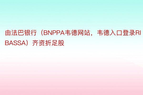 由法巴银行（BNPPA韦德网站，韦德入口登录RIBASSA）齐资折足股